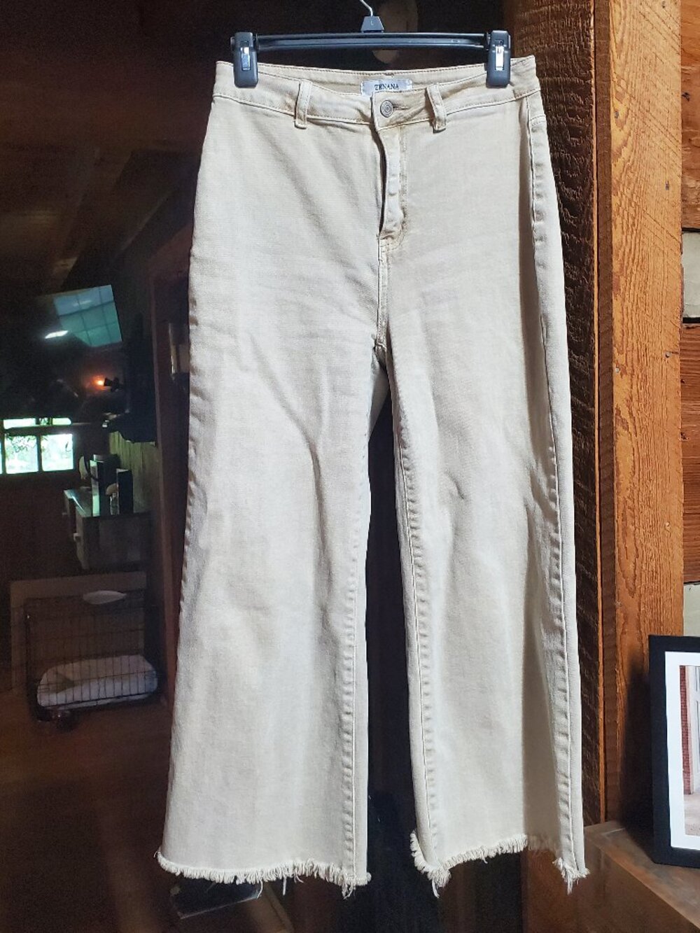 Zenana high waist wide leg  ankle cropped denim pants